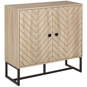 HOMCOM Bufet mobilier de depozitare 2 uși lemn și picioare din metal negru dim. 80L x 29, 5l x 80H cm | Aosom Romania imagine