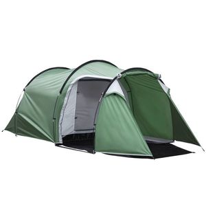 Outsunny Cort de Camping Familial 2-3 Persoane Pliabil Impermeabil Anti-UV 20+ cu Vestibul 426x206x154 cm Verde | Aosom Romania imagine