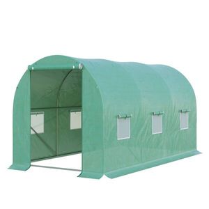 Outsunny Seră de Grădină Tunel 8 m² 4L x 2l x 1, 9H m Oțel galvanizat renforțat diametru 2, 4 cm + Polietilenă cu densitate ridicată ferestre ușă Verde | Aosom Romania imagine