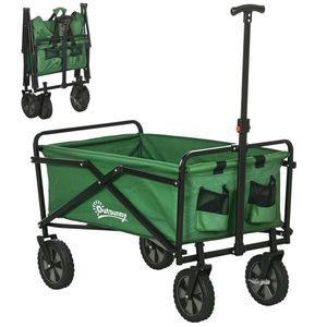 Outsunny Carucior cu rotile pliabil carucior de transport cu rotile incarcare 40 kg maner ajustabil 83 x 50 x 99 cm verde inchis | Aosom Romania imagine