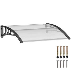 Marquisul de la Outsunny - design curbat rotund, dim. 100L x 80l x 23H cm, policarbonat plastic negru | Aosom Romania imagine