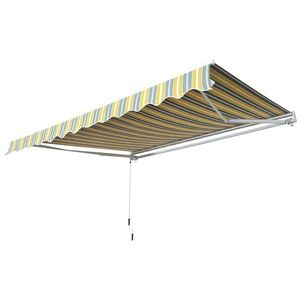 Outsunny Parasolar Copertină cu Brațe Articulate Protecție Solară Manivelă Balcon Aluminiu Galben Gri 2, 95 x 2, 45 m | Aosom Romania imagine
