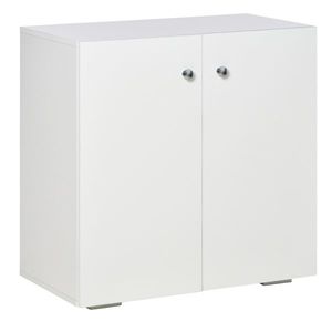 HOMCOM Aparador de Salón con 2 Puertas Armario Auxiliar con 2 Estantes para Libros Ropa Juguetes Estilo Moderno 70x39x70 cm Blanco | Aosom Romania imagine