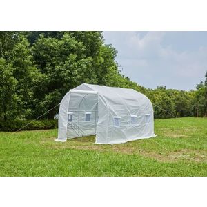 Outsunny Seră de Grădină 4x2x2 m Tip Tunel cu 6 Ferestre Respirabile și Ușă Rulabilă cu Fermoar Grădină pentru Cultivarea Plantelor Legume Alb | Aosom Romania imagine