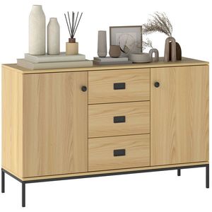 HOMCOM Bufet de depozitare 2 sertare raft reglabil 3 sertare stil contemporan - dim. 120L x 39, 5l x 77H cm | Aosom Romania imagine