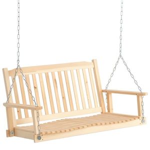 Outsunny Leagăn de Grădină pentru 2 Persoane Cușcă de Leagăn Masiv Patio Terasă Curte Lemn Natural 117 x 69 x 60 cm | Aosom Romania imagine