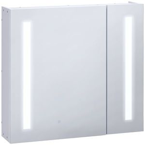 kleankin Oglindă de perete cu LED-uri pentru baie, 2 uși și 3 niveluri, 70 x 15 x 65 cm, alb | Aosom Romania imagine