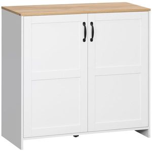 HOMCOM Dulap mobilier bufet bucătărie cu 2 uși și 2 rafturi reglabile 90 x 39, 5 x 88 cm | Aosom Romania imagine