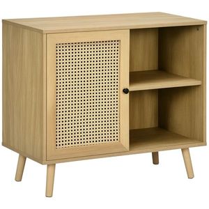 HOMCOM Bufet de depozitare 1 ușă efect răchită - dim. 80L x 39l x 70H cm | Aosom Romania imagine