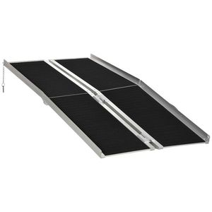 HOMCOM Rampă pentru scaun cu rotile rampă de încărcare rampă de acces antiderapantă pliabilă cu margini de siguranță max. 270 Kg dim. 183L x 73, 5l cm aluminiu Negru | Aosom Romania imagine