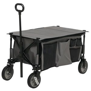 Outsunny Cărucior de grădină pliabil băscuță detașabilă mâner telescopic înclinare reglabilă 5 buzunare 108 x 55 x 93 cm gri închis | Aosom Romania imagine