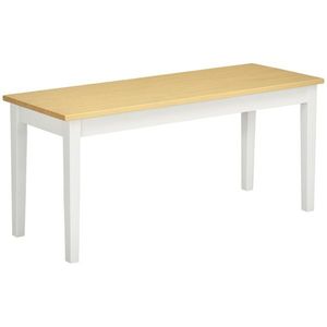 HOMCOM Banc din lemn pentru 2 persoane bicolore cu șezut natural și picioare albe 102 x 36 x 45 cm | Aosom Romania imagine