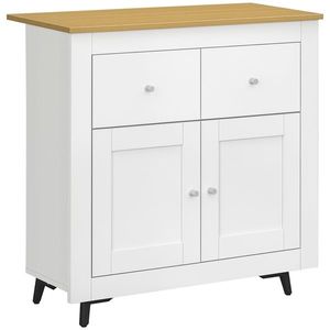 HOMCOM Mobilier de depozitare bufet cu dulap cu uși și 2 sertare, pentru living, sufragerie, dim. 78 x 35 x 80 cm, alb | Aosom Romania imagine