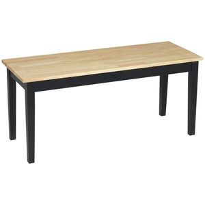 HOMCOM Banc din lemn pentru 2 persoane bicolore, cu șezut natural și picioare negre 102 x 36 x 45 cm | Aosom Romania imagine