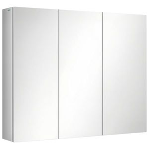 kleankin Spiegelschrank, dulap de baie, 3 uși cu oglindă, 5 rafturi interioare, oțel inoxidabil, Culoare: Argintiu, 70 x 12 x 55 cm | Aosom Romania imagine
