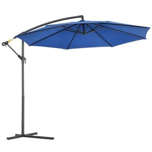 Outsunny Parasol deplasat octogonal inclinabil pliabil cu diametrul de 3 m, parasol de grădină cu suport în formă de cruce, albastru | Aosom Romania imagine