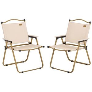 Outsunny Set de 2 scaune de camping scaun de pescuit pliant - tesatura Oxford si structura din otel 54 x 59 x 78 cm kaki | Aosom Romania imagine