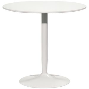 HOMCOM Masă de bucătărie pentru 2 persoane, blat rotund Ø80 cm, MDF și oțel, antiderapant, Alb, 75H cm | Aosom Romania imagine