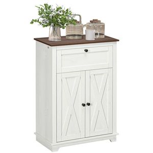 HOMCOM Bufet de depozitare cu multiple spații de depozitare, 2 uși cu raft reglabil, 1 sertar, dim. 60L x 30Ad x 87, 5Î cm | Aosom Romania imagine