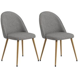 HOMCOM Pachet de 2 Scaune de Sufragerie Scaune de Bucătărie Tapitate cu Material Textil de In și Picioare din Oțel Capacitate 120 kg 50x52x83 cm Gri | Aosom Romania imagine