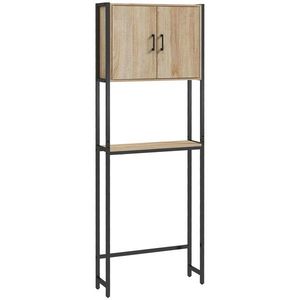 kleankin Etagere de toaletă mobilier de baie deasupra toaletei WC cu dulap 2 uși și raft deschis | Aosom Romania imagine