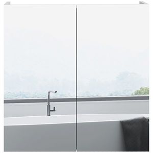 kleankin Dulap de baie cu oglindă, dulap de depozitare 2 uși 3 nivele raft reglabil 60 x 15 x 60 cm alb | Aosom Romania imagine
