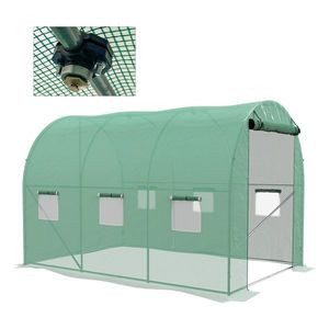 Outsunny Seră de Grădină Tunel 6 m² cu sistem de irigare integrat, 3L x 2l m 6 ferestre Ușă rulabilă Verde | Aosom Romania imagine