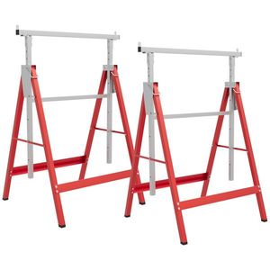 HOMCOM Lot de 2 trepiede pliabile telescopice inaltime reglabila 80-130 cm rosu | Aosom Romania imagine