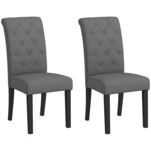 HOMCOM Lot de 2 scaune de Masă Scaun de Bucătărie Confortabil Picioare din Lemn Lin 47 x 61 x 101 cm gri închis | Aosom Romania imagine
