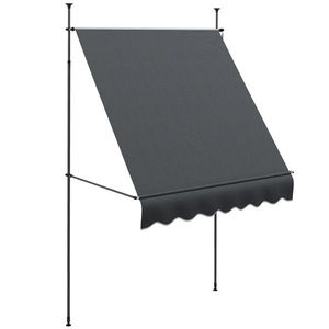 Outsunny Parasolar Manual Retractabil cu Manivela 200x120x210-300 cm cu Inaltime Ajustabila Impermeabil si Anti-UV Gri Inchis | Aosom Romania imagine