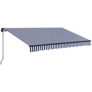 Outsunny Șuncă de soare Markiză Terasă, inclusiv Manivelă, rezistent la intemperii, 350 cm x 290 cm, Albastru + Alb | Aosom Romania imagine