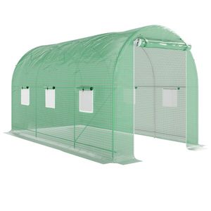 Outsunny Seră de Grădină Tunnel Suprafață Sol 8 m² 4L x 2l x 2, 05H m cadru Tubular Ușă dublă cu fermoar 6 ferestre rulante verde | Aosom Romania imagine