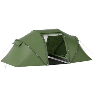 Outsunny Cortă Familiară pentru 4-6 Persoane cu 2 Camere și Geantă de Transport 430x240x170 cm Verde | Aosom Romania imagine