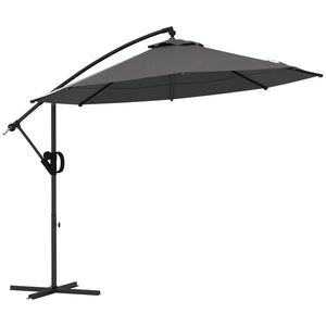 Outsunny Umbrelă de soare cu suspensie, inclusiv bază în formă de cruce, 293 x 293 x 260 cm, Gri | Aosom Romania imagine