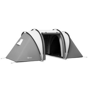 Outsunny Cort de camping familial 4-5 persoane cu 2 camere 3 ferestre, sac de transport, impermeabil, dim. 450L x 220l x 180Hcm | Aosom Romania imagine