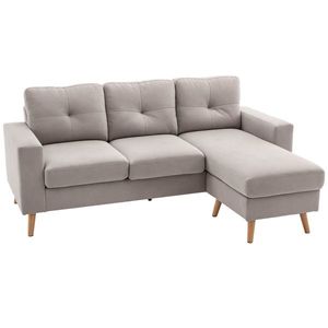 HOMCOM Canapea colțar în material textil de lin, 193 cm formă L, design scandinav pentru living, apartament, spațiu mic, gri deschis | Aosom Romania imagine