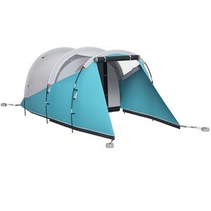 Outsunny Cort de camping familial pentru 4-5 persoane, cort tip tunel impermeabil, 2 uși ferestre, ventilat 4, 6 x 2, 6 x 1, 9 m, albastru | Aosom Romania imagine