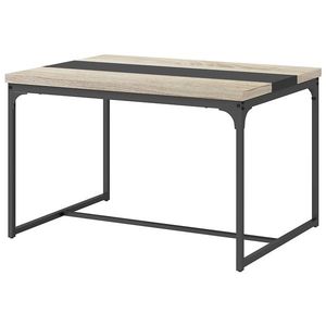 HOMCOM Masă de dining pentru 6 persoane, stil industrial în metal negru și lemn, dim. 120L x 89l x 75, 5H cm | Aosom Romania imagine