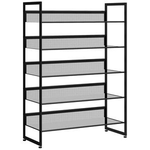 HOMCOM Suport pantofi, suport pantofi, raft pentru pantofi, 5 nivele, 72 cm x 30 cm x 102 cm, negru | Aosom Romania imagine