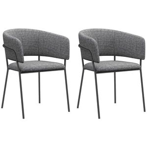 HOMCOM Lot de 2 scaune de dining picioare din oțel, șezut tapitat în material textil aspect lin, gri | Aosom Romania imagine