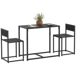 HOMCOM Set masă și scaune, masă de 3 piese cu 2 scaune încorporate, pentru bucătărie salon casă, negru | Aosom Romania imagine