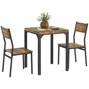 HOMCOM Set masa de dining cu 2 scaune encastrabile, pentru bucatarie living casa, rustic | Aosom Romania imagine
