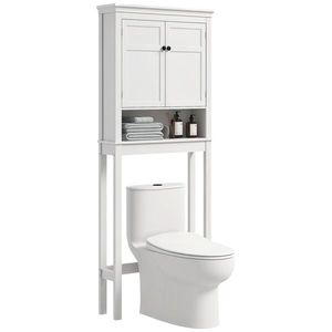 HOMCOM Mobilier WC deasupra toaletei mobilier mașină de spălat dulap 2 uși rafturi reglabile alb | Aosom Romania imagine
