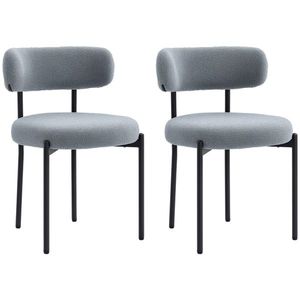HOMCOM Set de 2 scaune de masă cu spătar din material picioare din oțel 51 x 51 x 76 cm gri | Aosom Romania imagine