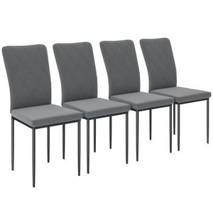 HOMCOM Set 4 Scaune de Dining in Aspect Catifelat, Scaune Tapitate Moderne cu Picioare Metalice, Pentru Dining, Dormitor, Bucatarie, Gri | Aosom Romania imagine