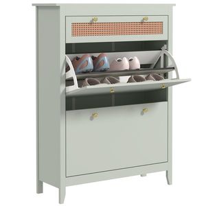 HOMCOM Sertar pentru 12 perechi de pantofi, cu 1 sertar extensibil, 2 sertare pliante, comodă pentru pantofi, 88 x 30 x 120 cm, Verde | Aosom Romania imagine