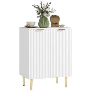 HOMCOM Bufet de bucătărie, mobilier de depozitare cu 2 uși, raft reglabil, picioare metalice ridicate, 60 x 40 x 80 cm, alb | Aosom Romania imagine