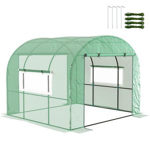 Outsunny Seră de grădină sera tunel de grădină 6m² PE Densitate înaltă 135 g/m², cu 2 uși cu fermoar 300 x 300 x 200 cm, verde | Aosom Romania imagine