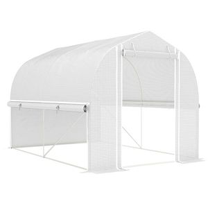 Outsunny Serra Polytunnel 3 x 2 x 2 m cu pereți laterali rabatabili, înveliș din plastic rezistent la UV și cadru din oțel, Alb | Aosom Romania imagine