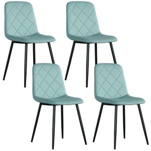 HOMCOM Lot de 4 scaune de sufragerie căptușite cu spătar înalt, picioare din oțel și material textil cu aspect de catifea, verde | Aosom Romania imagine